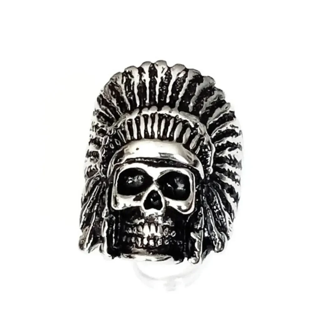 New316L stainless‎ steel tribal skull biker ring 12 men women